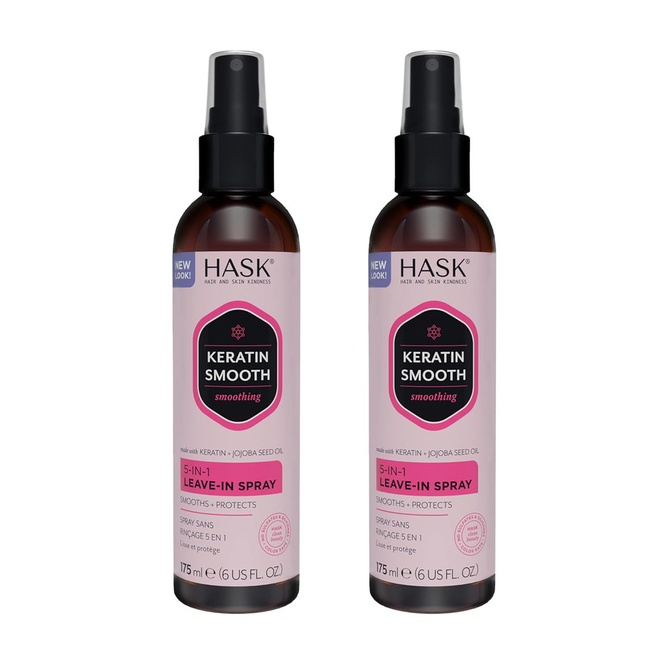 Hask Keratin 5-In-1 Leave In Conditioner Spray For All Hair Types, Color Safe, Gluten Free, Sulfate Free, Paraben Free - Keratin 2 Piece Set Hask Keratin 5-In-1 Leave In Conditioner Spray For All Hair Types, Color Safe, Gluten Free, Sulfate Free, Paraben Free - Keratin 2 Piece Set