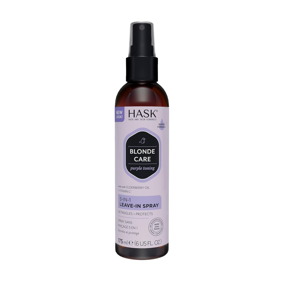 Hask Blonde Care 5-In-1 Leave-In Spray Conditioner - Vegan Formula, Cruelty Free, Color Safe, Gluten-Free, Sulfate-Free, Paraben-Free