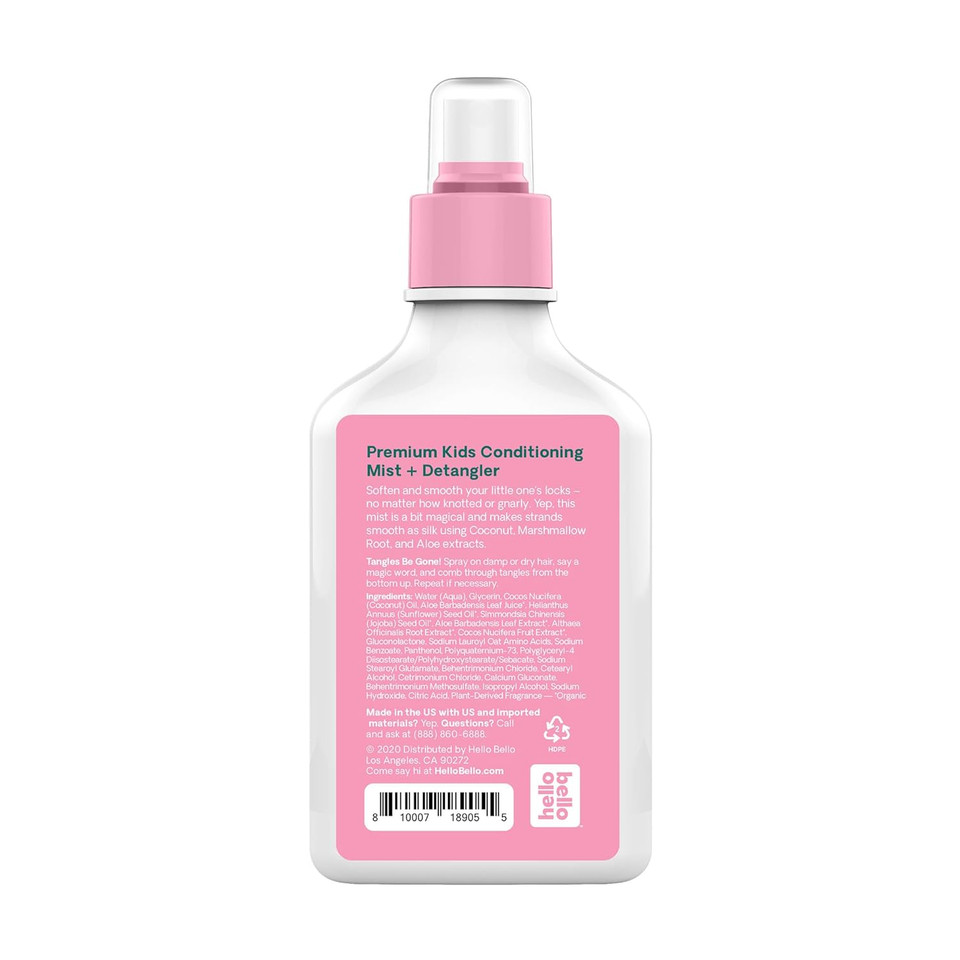 Hello Bello Kids Conditioning Mist + Detangler - Hypoallergenic Non-Greasy Leave-In Conditioning Spray - Vegan And Cruelty-Free - Watermelon Scented - 6.7Oz