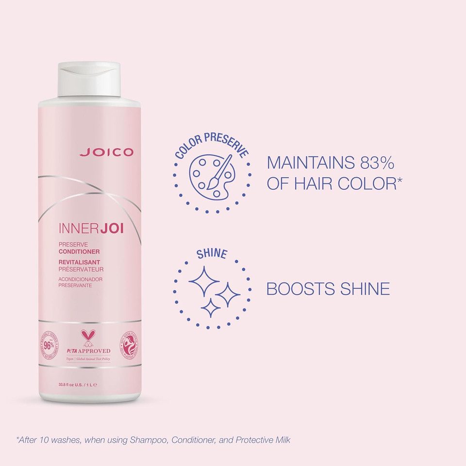 Joico Innerjoi Preserve Conditioner | For Color-Protection & Shine | For Color-Treated Hair | Sulfate & Paraben Free | Naturally-Derived Vegan Formula