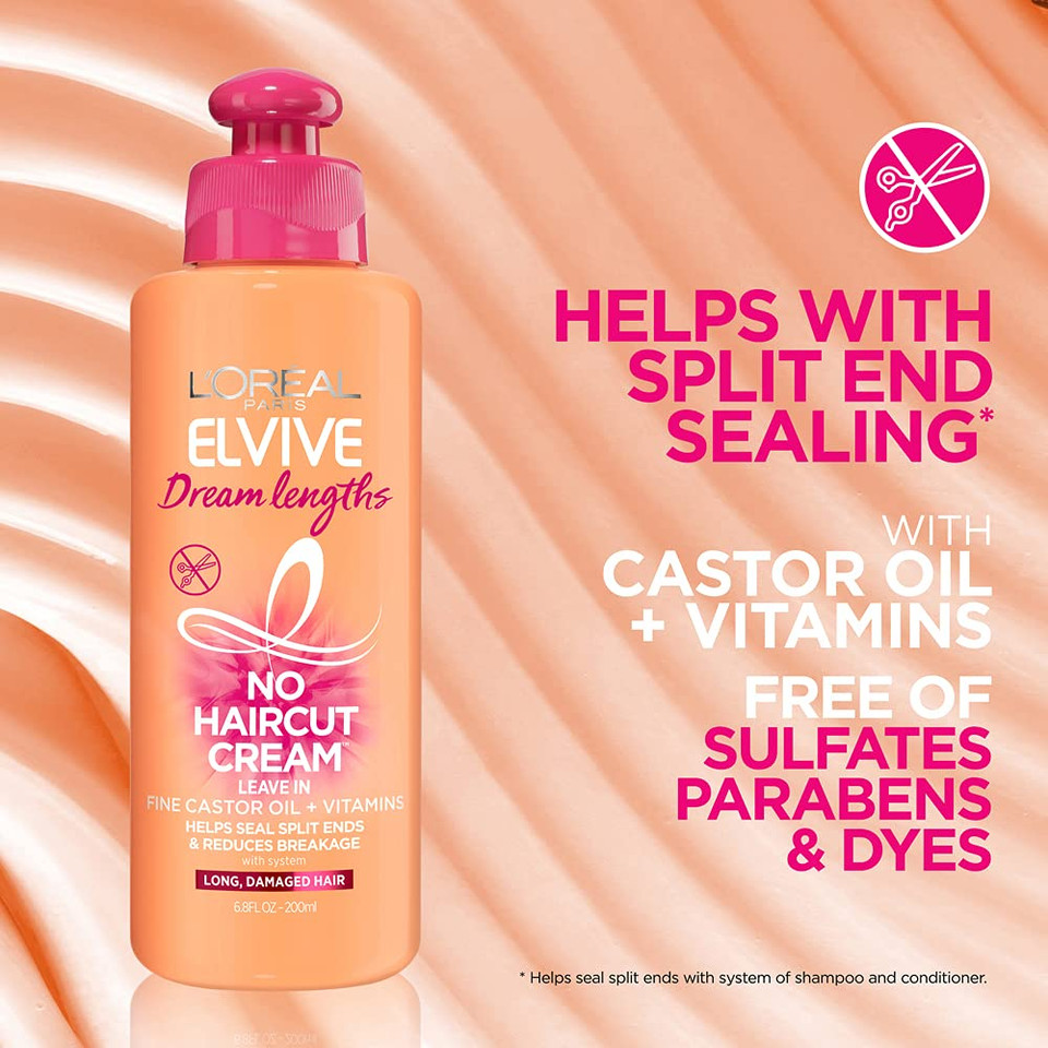 L'Oreal Paris Elvive Dream Lengths No Haircut Cream Leave In Conditioner, 6.8 Fl. Oz