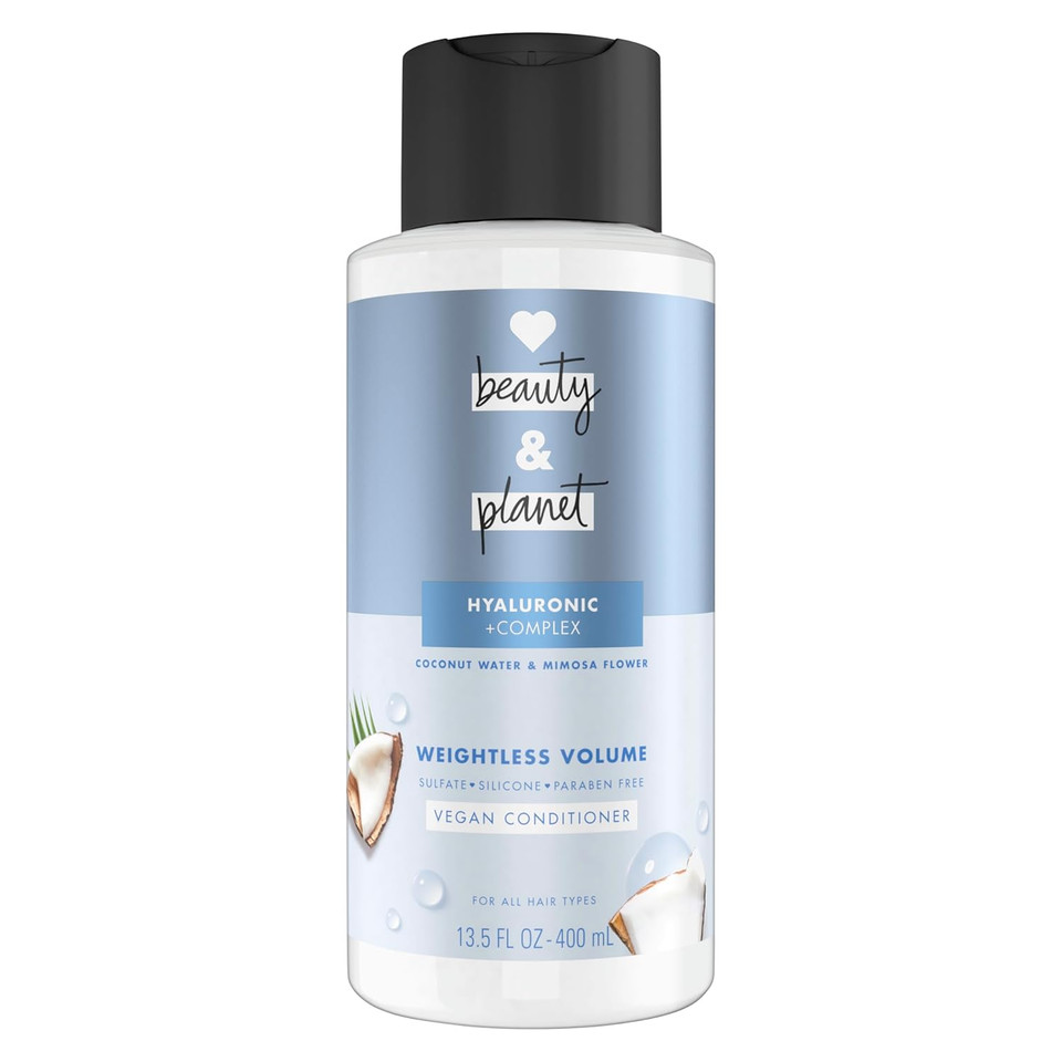 Love Beauty And Planet Weightless Volume Conditioner With Hylauronic Acid Coconut Water & Mimosa Flower For Thin And Fine Hair Care 13.5 Oz