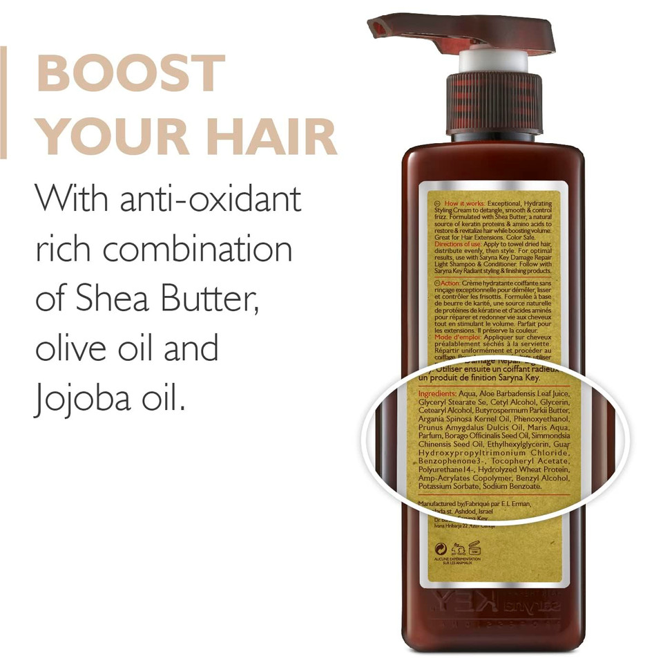 Saryna Key Damage Repair Light Hair Styling Cream - Ultra-Hydrating Styling Cream Detangles, Smoothes And Controls Frizz (500Ml/16.9Oz)