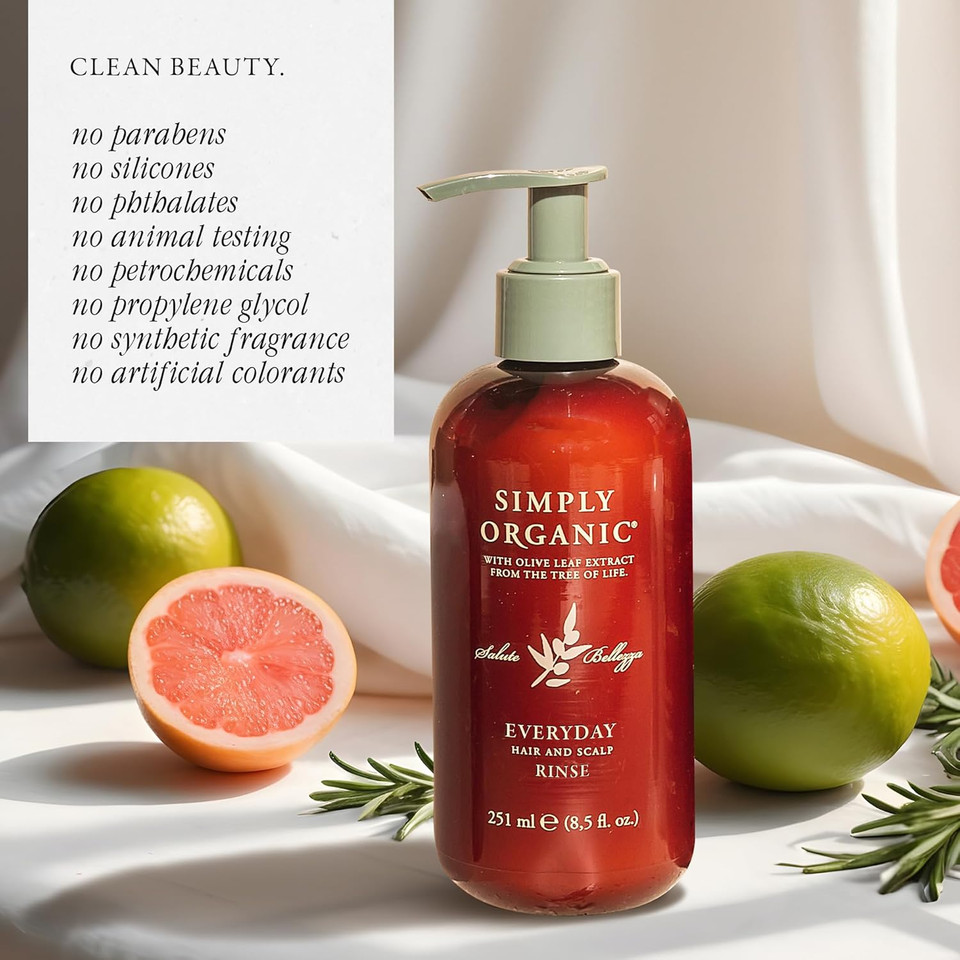 Made In Italy, All Natural Cruelty Free Hair Care For Women & Men, Hair & Scalp Rinse Daily Conditioner, Organic Olive Oil, Jojoba Oil, Spruce Tree Extract, Pump Not Included, 251Ml/8.5Floz, Everyday