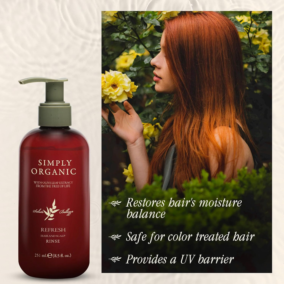 Made In Italy, All Natural Cruelty Free Hair Care For Women & Men, Hair Detox Clarifying Deep Conditioner Scalp Rinse, Rosemary, Sage & Olive Leaf Extract, Pump Not Included, 8.5 Fl Oz/251Ml, Refresh