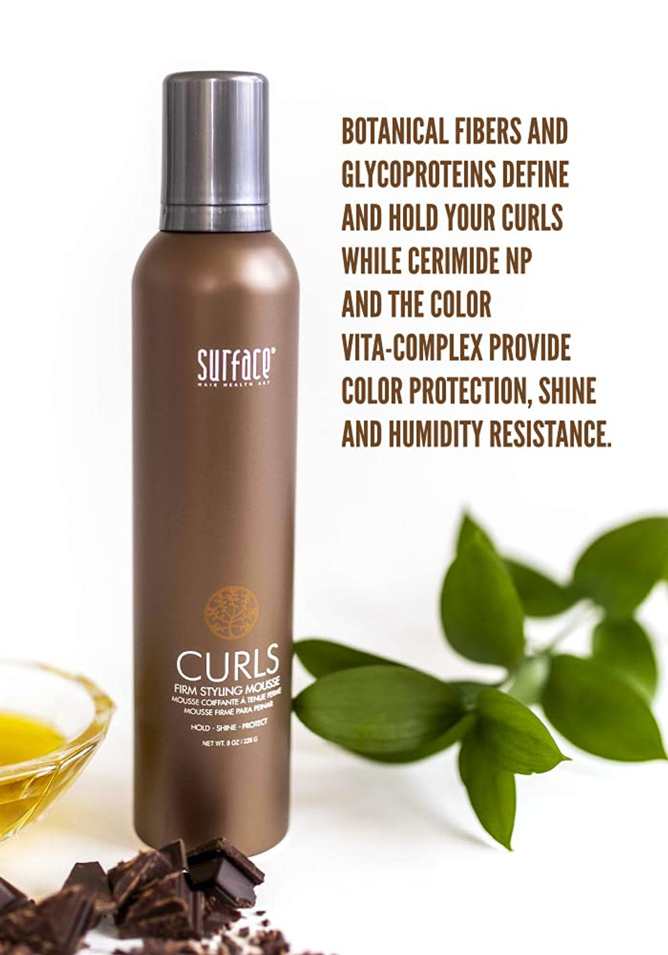 Surface Hair Curls Firm Styling Mousse, Define And Hold While Adding Shine, Protecting Color And Resisting Humidity