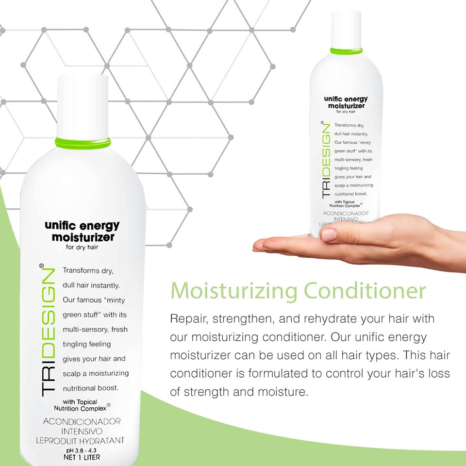 Tri Unific Energy Moisturizer 32 Oz. - Moisturizing Deep Conditioner For Thick, Curly, Frizzy And Damaged Hair - Hydrating Formula For Men & Women - Ideal For Dry, Thin And Wavy Hair
