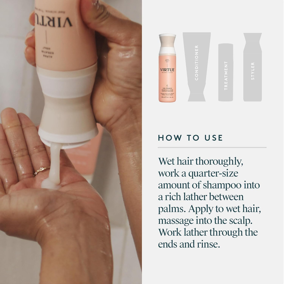 Virtue Curl Conditioner With Jojoba Oil, Sulfate Free, Hydrates, Nourishes & Repairs Curly Hair With Frizz Control, Color Safe