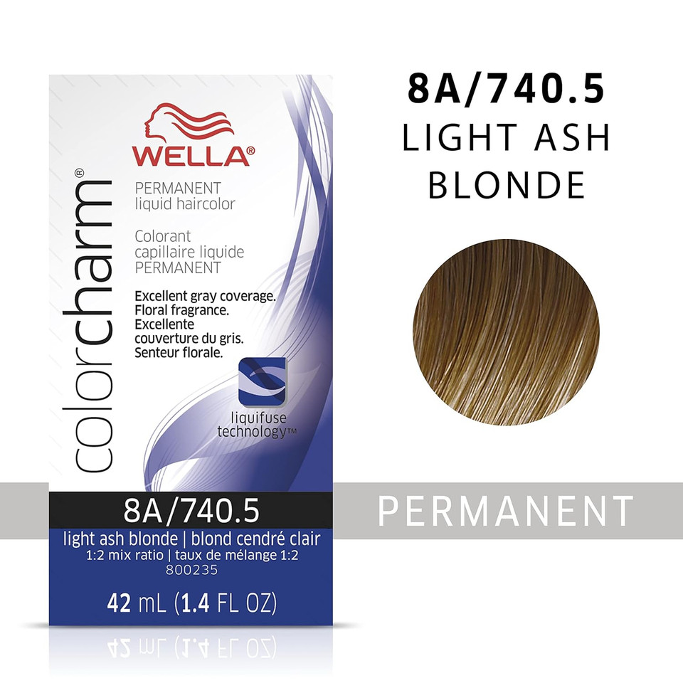Wella Color Charm Permanent Liquid Hair Color For Gray Coverage, Ash Blonde