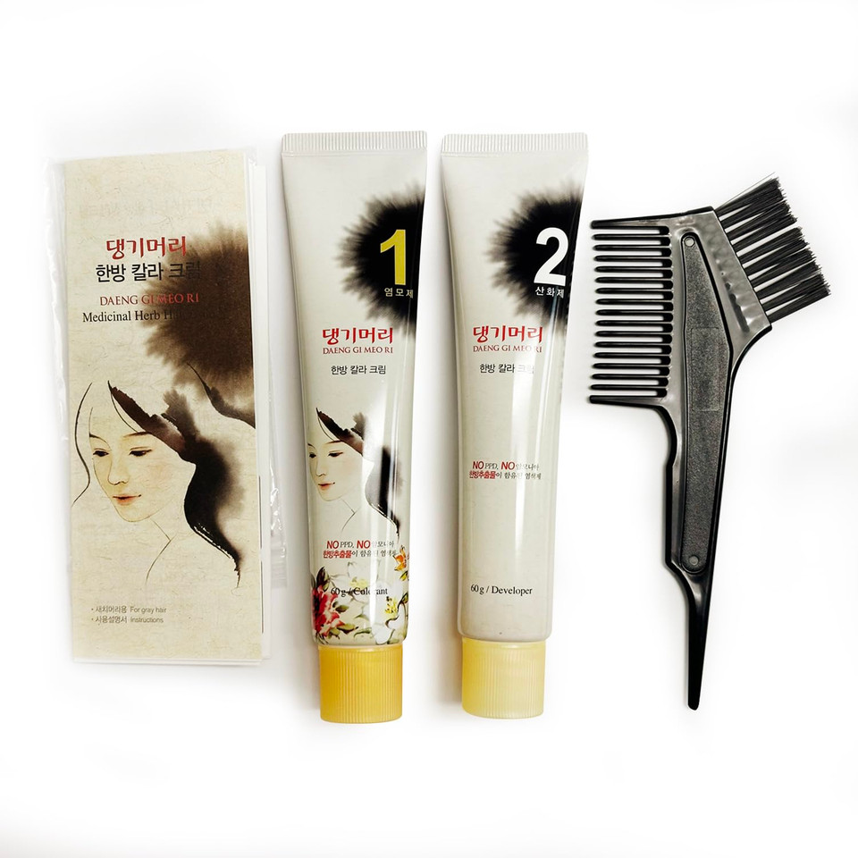 Daeng Gi Meo Ri  Korean Herbal Hair Dye Color Cream [Natural Brown] - Ppd-Free Gray Coverage, Hair Protection, High-Keratin Formula, 5 Oz