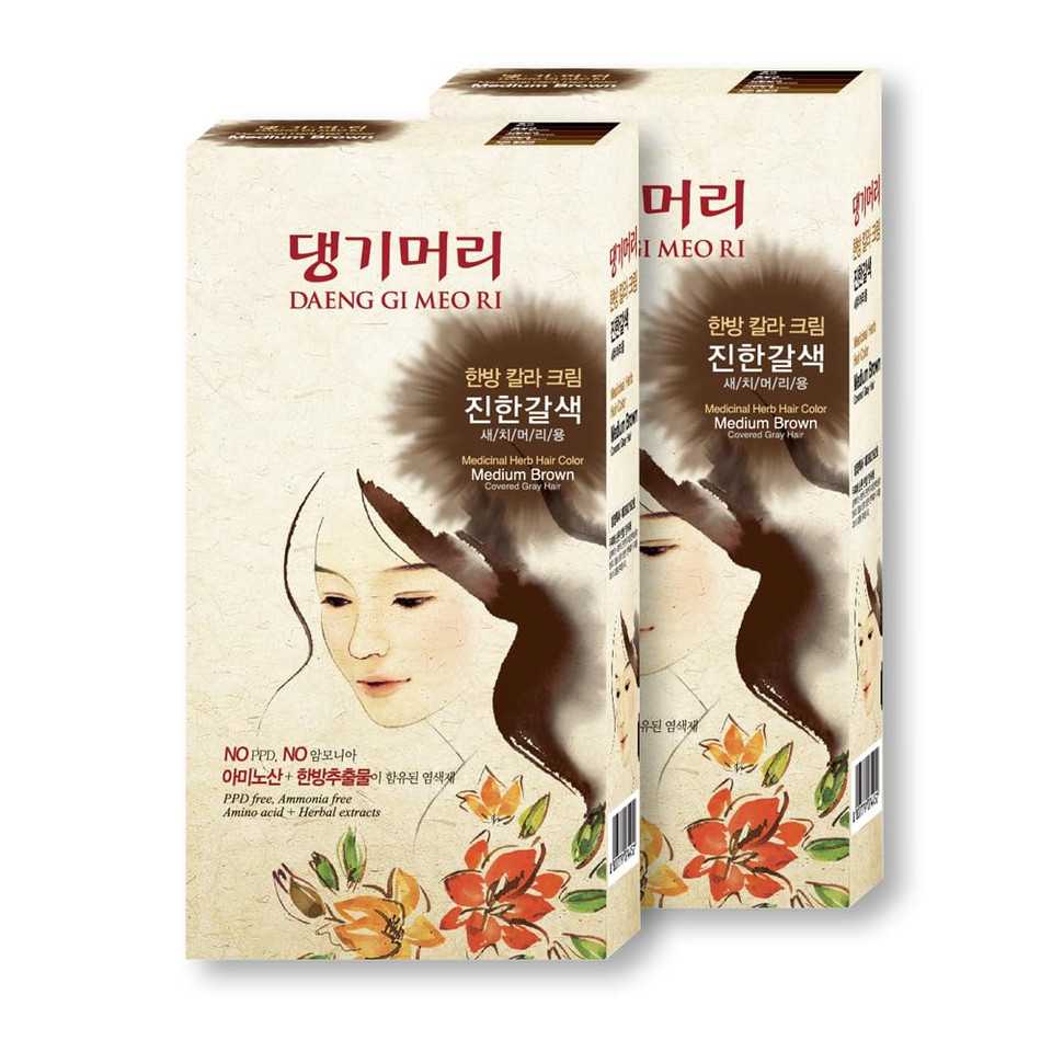 Daeng Gi Meo Ri  Korean Herbal Hair Dye Color Cream [Natural Brown] - Ppd-Free Gray Coverage, Hair Protection, High-Keratin Formula, 5 Oz