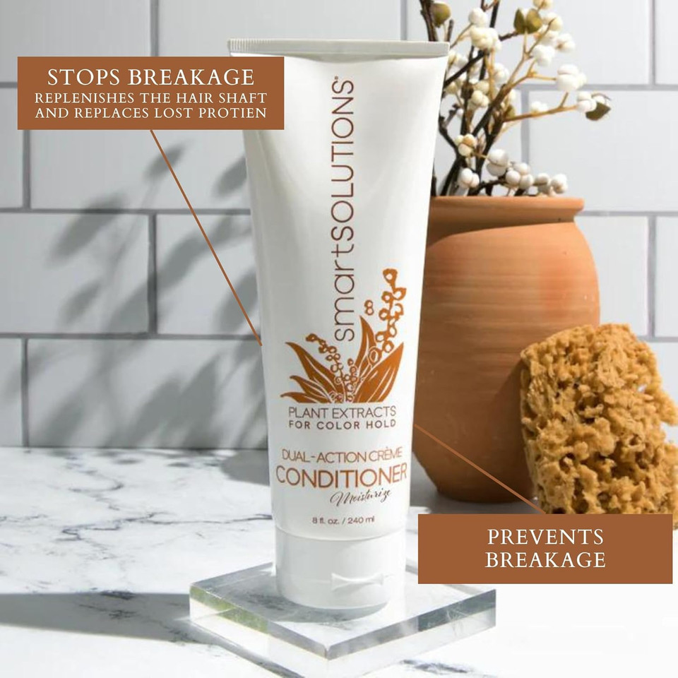 Smartsolutions Dual-Action Creme Conditioner | Sulfate, Paraben & Sodium Chloride Free | Color Safe & Chemically Treated Hair Safe (8 Fl Oz)