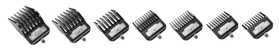 Andis 33640 Bg-Series Premium Metal Clip Comb Set - Provides Sharp Cutting Blades With Long-Lasting Performance, Available In 7 Different Sizes  Black