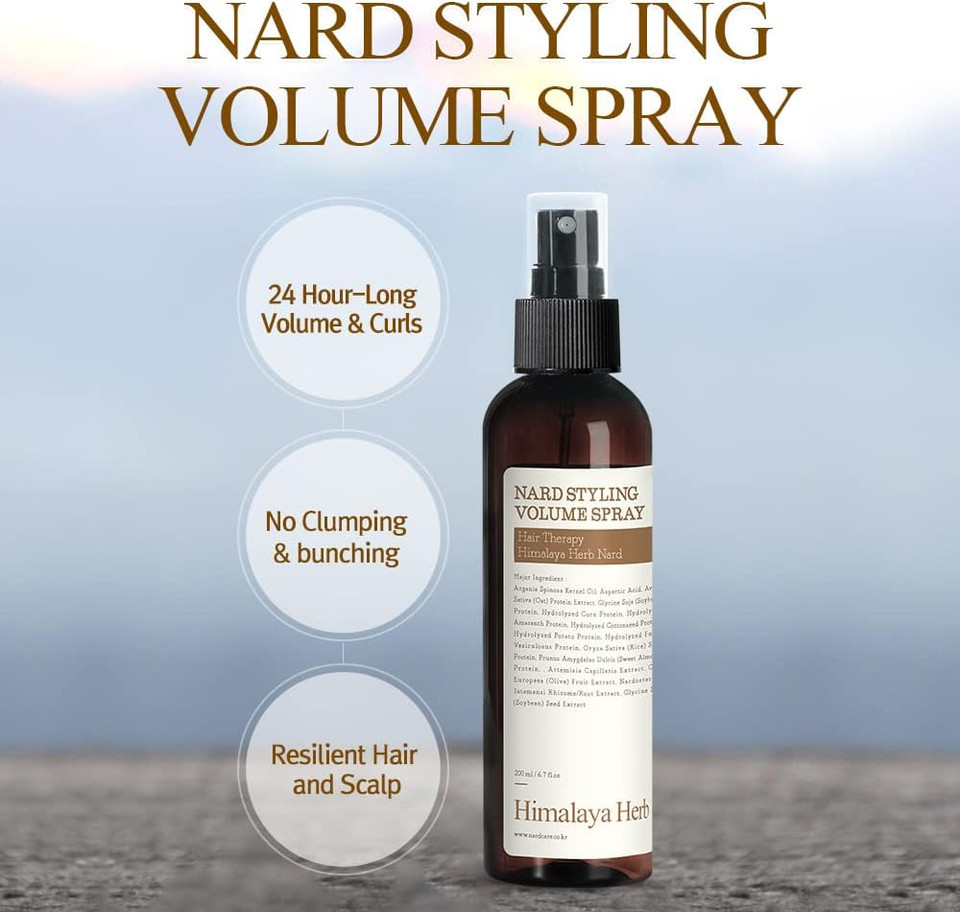 Bouquet Garni Nard Styling Volume Spray - Hair Spary For Hair Styling, Blow Dry Spary, Frizz Ease, Volumizer - Hair Gloss And Hair Shine Spray - Argan Oil For Hair, Hyaluronic Acids- 6.7 Fl. Oz