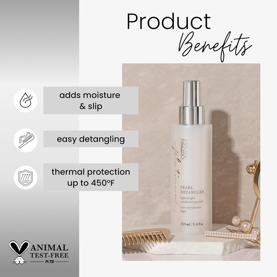 Kenra Platinum Pearl Detangler | Lightweight Conditioning Milk | Adds Moisture & Slip | Effortless Detangling & Manageability | Thermal Protection Up To 450F | All Hair Types | 5.4 Fl. Oz