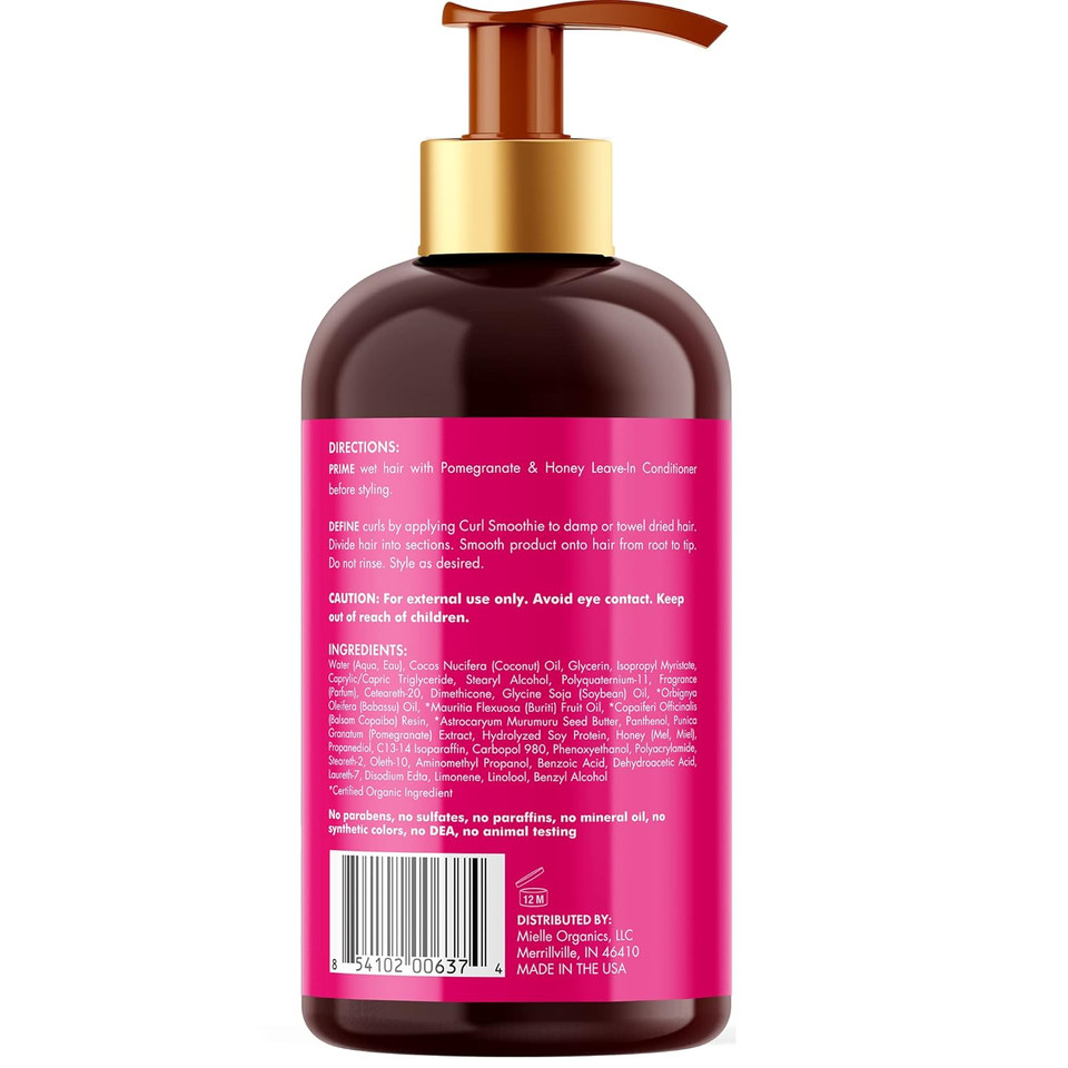 Mielle Organics Curl Smoothie With Pomegranate, Moisturizing Curl Cream For Thick Type 4 Curly Hair, 12 Ounces