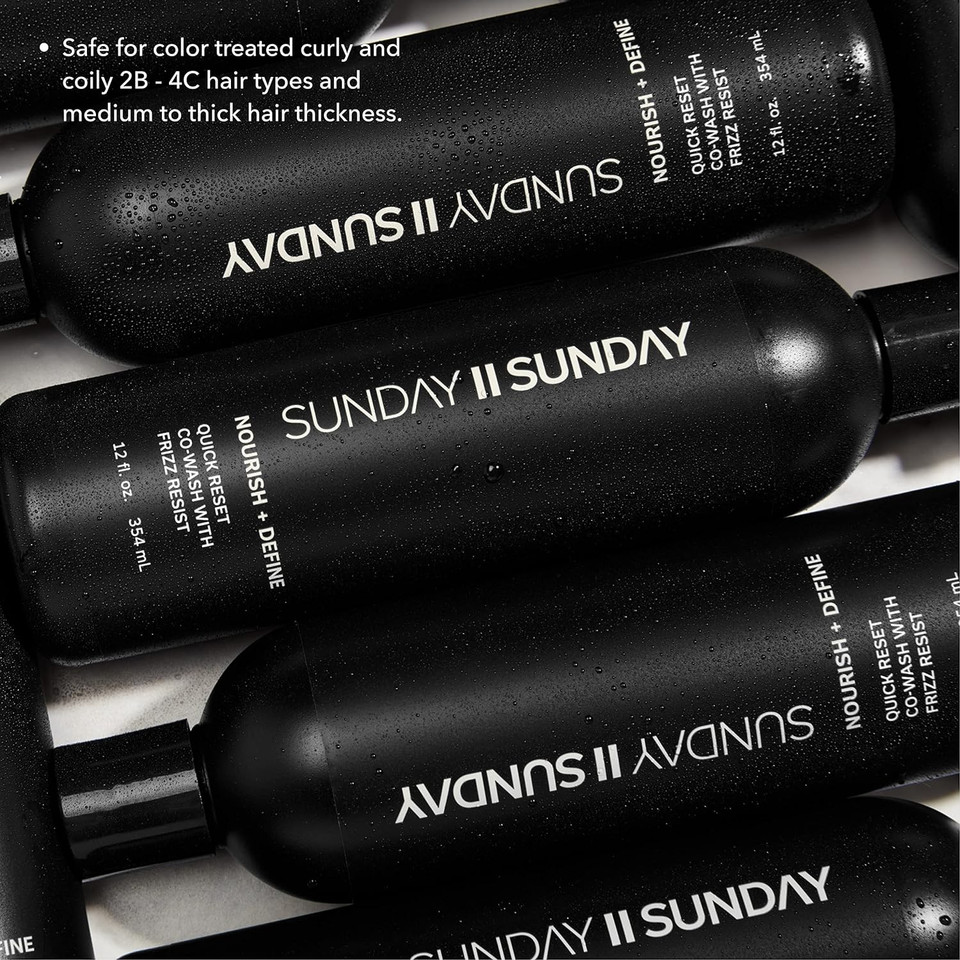 Sunday Ii Sunday Quick Curl Reset Co-Wash With Frizz-Resist Complex I Detangle, Cleanse, And Condition In One Easy Step I Keep Hair Looking, Feeling, And Smelling Fresh I 12 Fl Oz