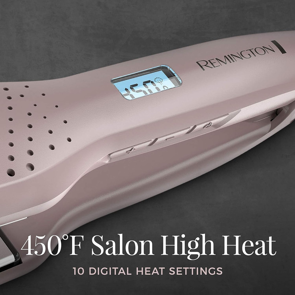 Remington Wet2Straight Hair Straightener / Flat Iron, 450°F Salon High Heat, 1 3/4" Inch Plates, Mauve