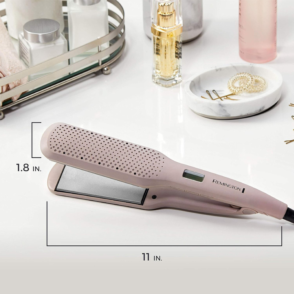 Remington Wet2Straight Hair Straightener / Flat Iron, 450°F Salon High Heat, 1 3/4" Inch Plates, Mauve