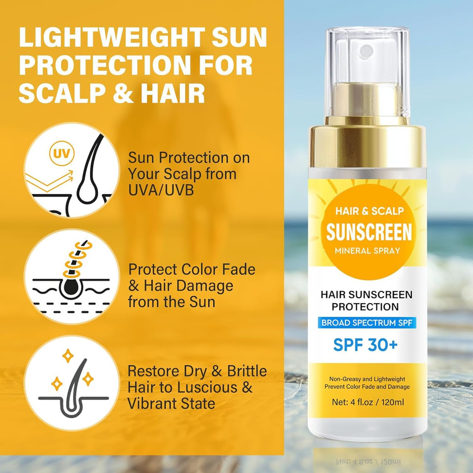 Sunscreen For Hair And Scalp, Premium Spf 30 Hair Sunscreen Spray| Protect From Harmful Uv Rays, Color Fade, And Dryness | Non-Greasy Formula