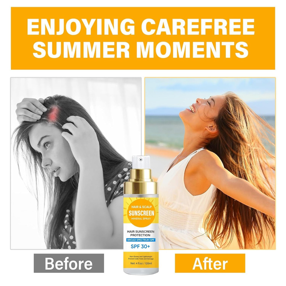 Sunscreen For Hair And Scalp, Premium Spf 30 Hair Sunscreen Spray| Protect From Harmful Uv Rays, Color Fade, And Dryness | Non-Greasy Formula