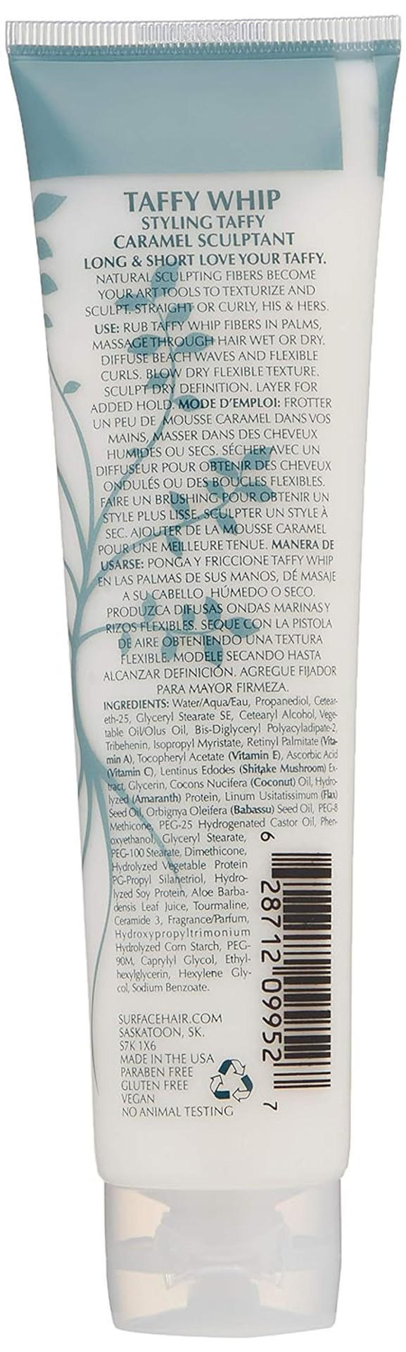 Surface Hair Taffy Whip, Styling Sculptant For Men And Women, With Natural Fibers For Structured Styling