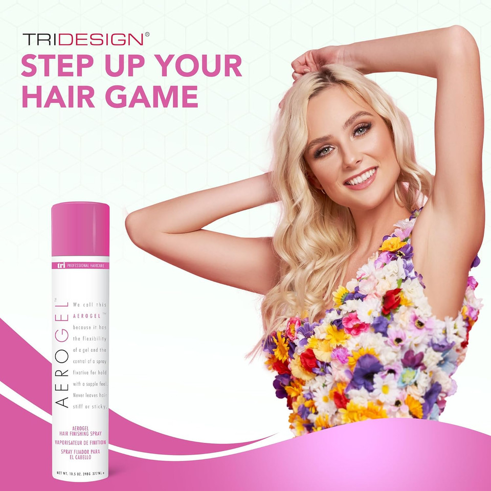Tri Design Aerogel Hairspray - Non-Toxic Hair Finishing Spray For Styling, Volumizing And Holding Curly Hair With Flexible Hold - For Women And Men - Pack Of 6 (10.5 Oz)