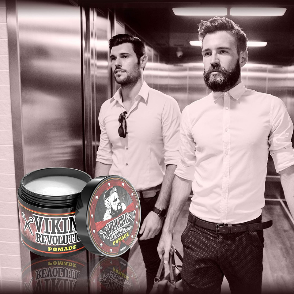 Viking Revolution Hair Pomade For Men (New Formula) - Medium Hold And Matte Shine Free For Classic Look 4Oz - Water Based & Easy To Wash Out