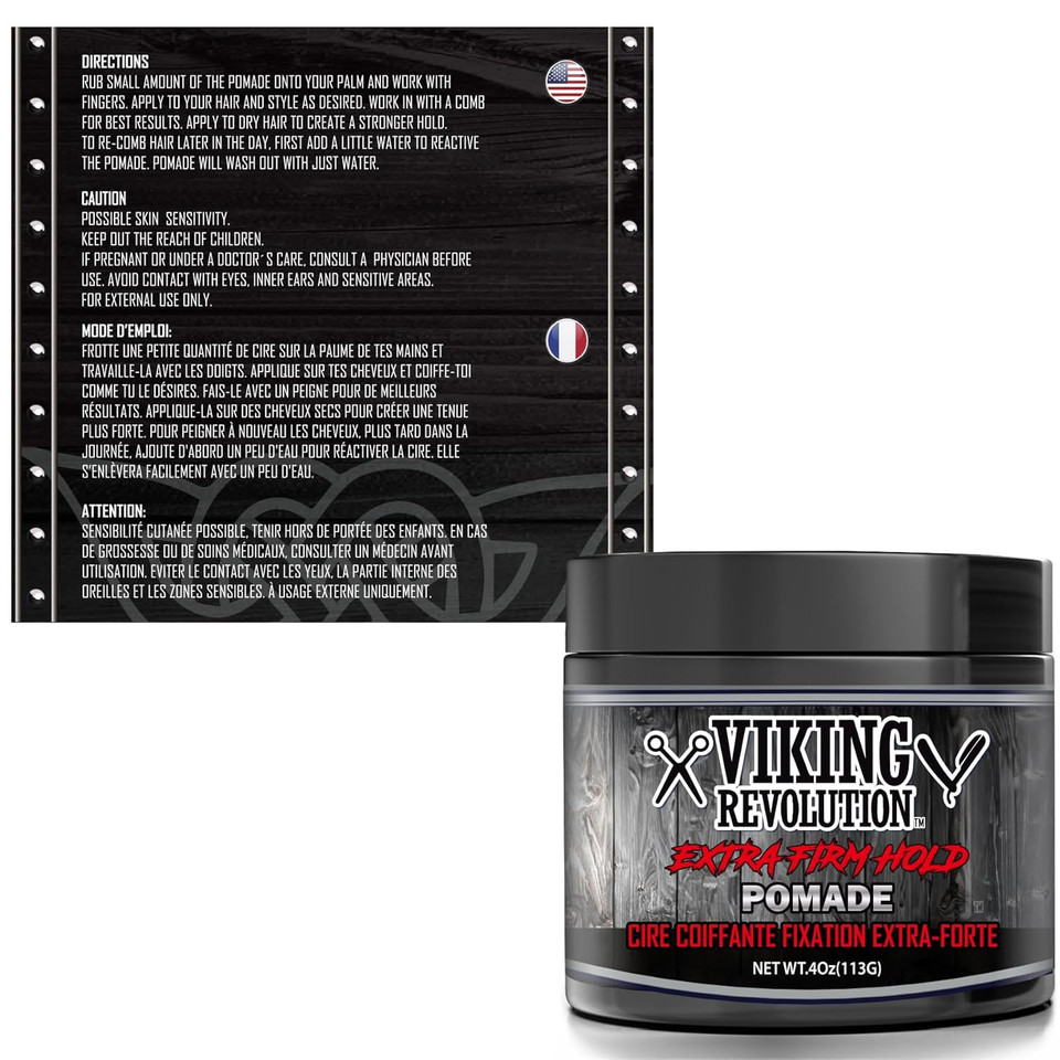 Viking Revolution Pomade For Menstyle & Finish Your Hair Firm Strong Hold & High Shine For Menã¢ÂS Styling Support Water Based Male Grooming Product Is Easy To Wash Out 4Oz Mix-Firm,Extreme,Mat