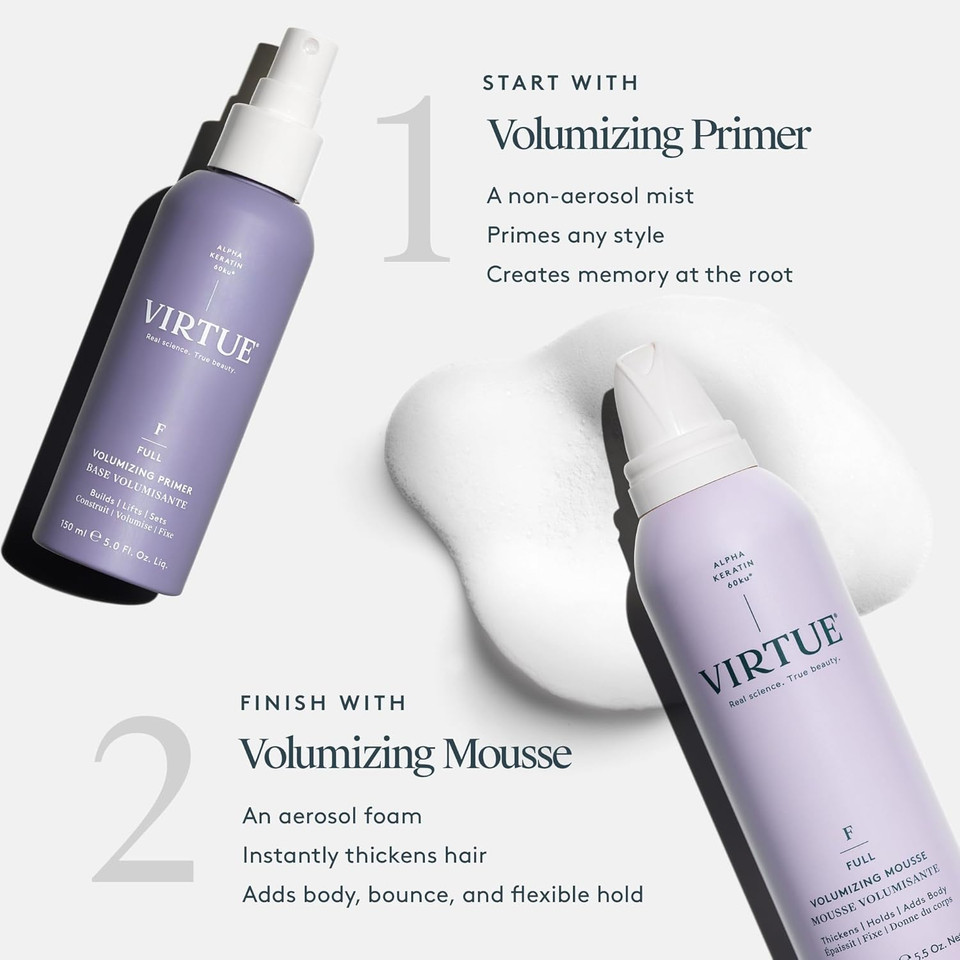 Virtue Volumizing Hair Primer Spray, Heat Protectant, Safe For All Hair Types, Color Safe, 5 Fl Oz Virtue Volumizing Hair Primer Spray, Heat Protectant, Safe For All Hair Types, Color Safe, 5 Fl Oz