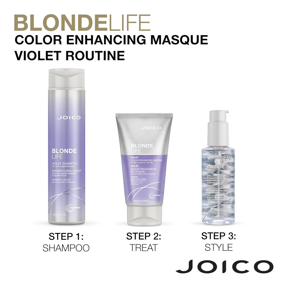 Joico Blonde Life Color Enhancing Masque | For Blonde Hair | Color Depositing Treatment | Maintain Unique Blonde Tones | Fortified With Monoi & Tamanu Oil