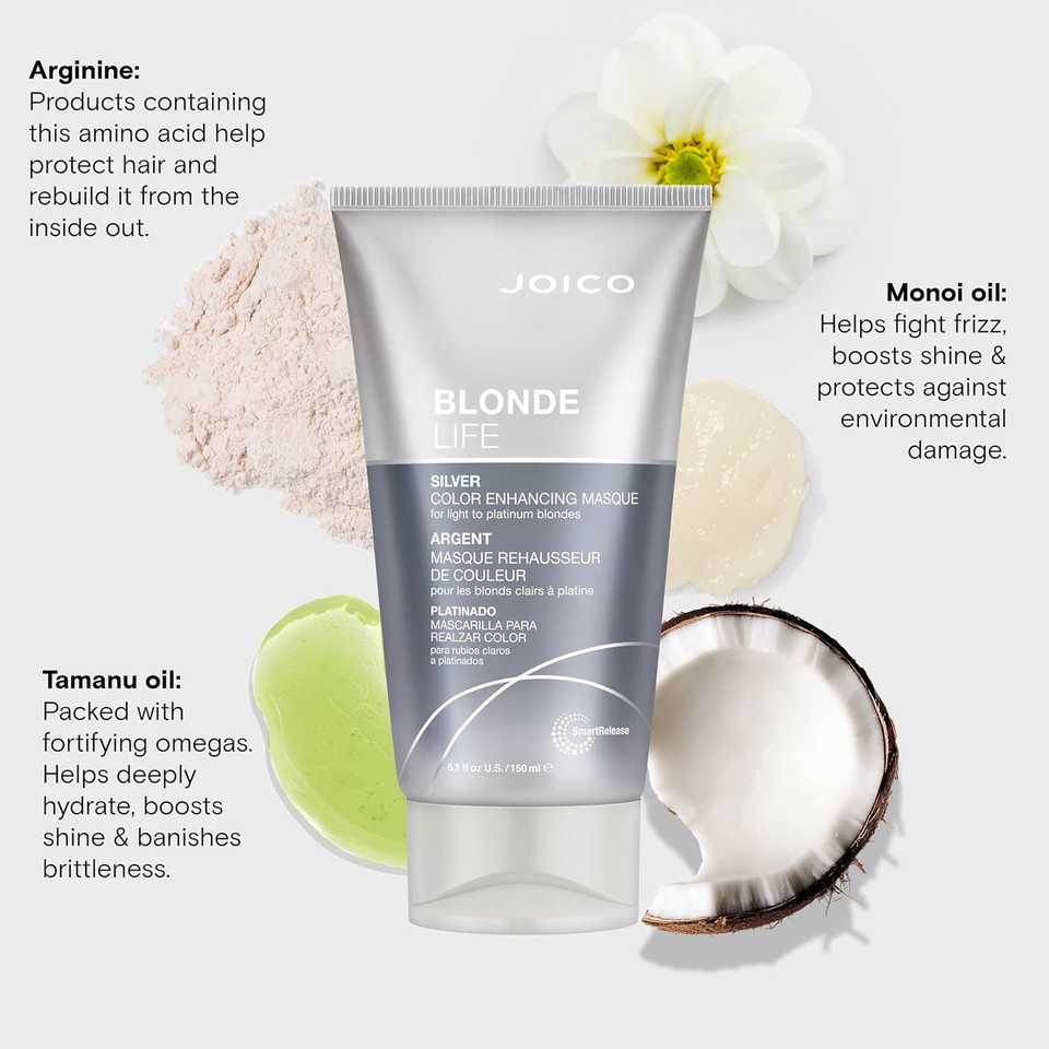 Joico Blonde Life Color Enhancing Masque | For Blonde Hair | Color Depositing Treatment | Maintain Unique Blonde Tones | Fortified With Monoi & Tamanu Oil
