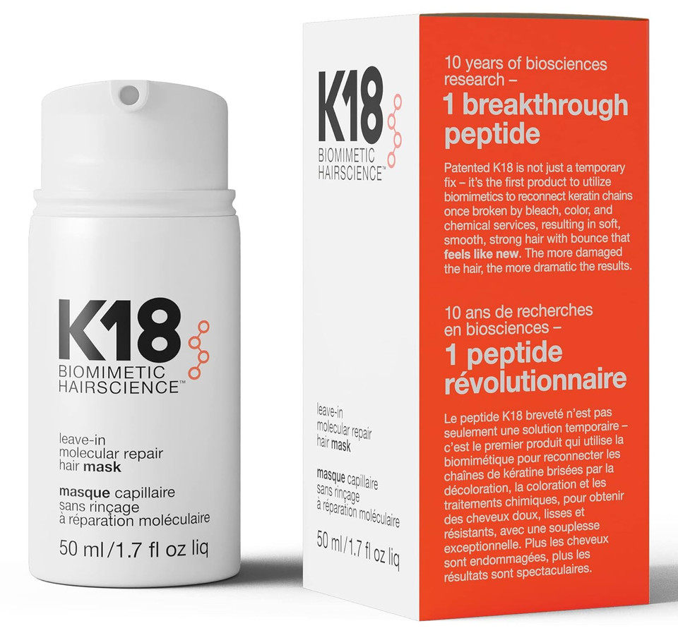 K18 Leave-In Molecular Hair Mask, Repairs Dry Or Damaged Hair, Reverse Hair Damage From Bleach, Color, Chemical Services & Heat