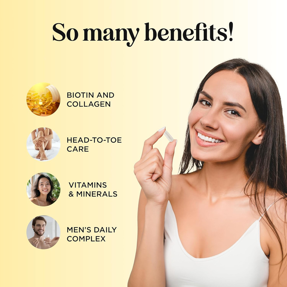 Biotin 10000Mcg And Collagen Supplement - Hair Growth Supplement With Saw Palmetto For Women & Men - Horsetail Biotin Collagen Keratin And More Dht Blocker Hair Growth Vitamins For Women & Men 1 Month