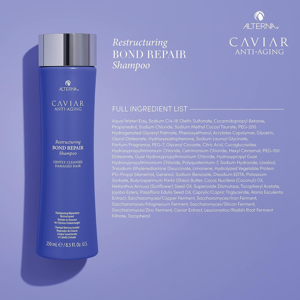 Caviar Anti-Aging Restructuring Bond Repair Shampoo | For Brittle, Damaged And Split Ends | Repairs, Strengthens & Protects Damaged Hair | Sulfate Free Caviar Anti-Aging Restructuring Bond Repair Shampoo | For Brittle, Damaged And Split Ends | Repairs, Strengthens & Protects Damaged Hair | Sulfate Free