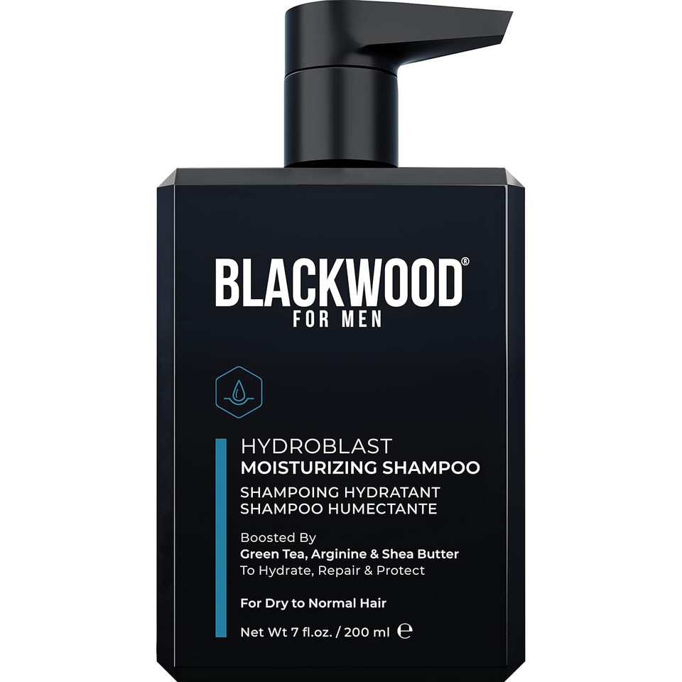 Blackwood For Men Hydroblast Moisturizing Shampoo - Men'S Shampoo For Coarse, Dry, & Curly Hair - Infused With Ginseng & Ginger- Natural Vegan Formula -Sulfate Free, Paraben Free & Cruelty Free(17 Oz)
