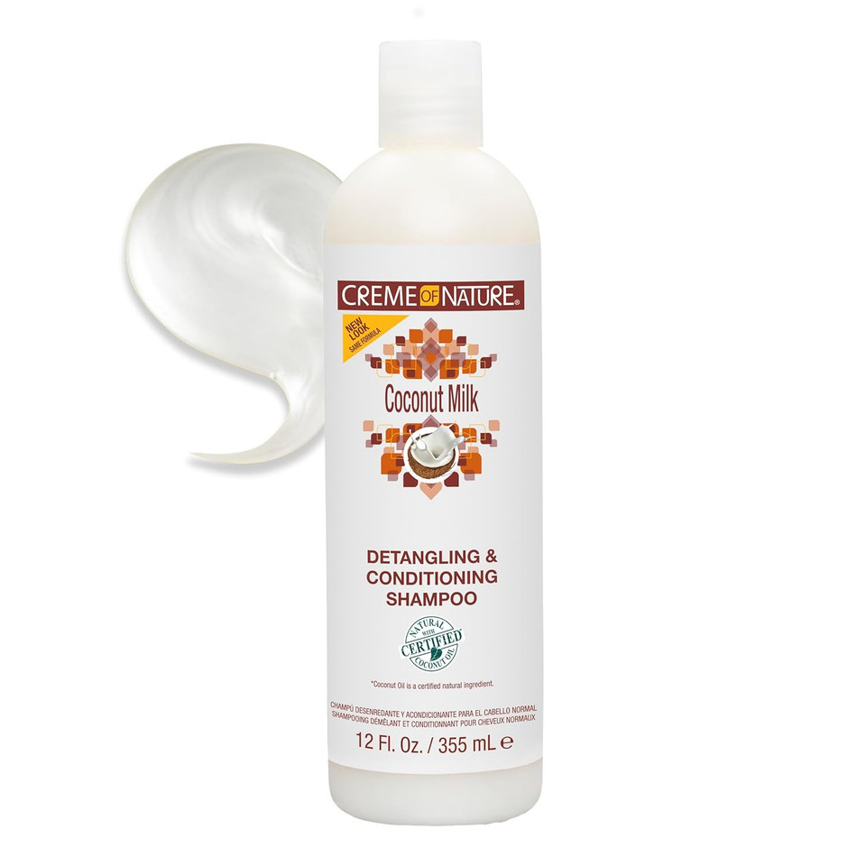 Creme Of Nature Shampoo With Coconut Milk, Detangling And Conditioning Formula For Normal Hair, 12 Fl Oz
