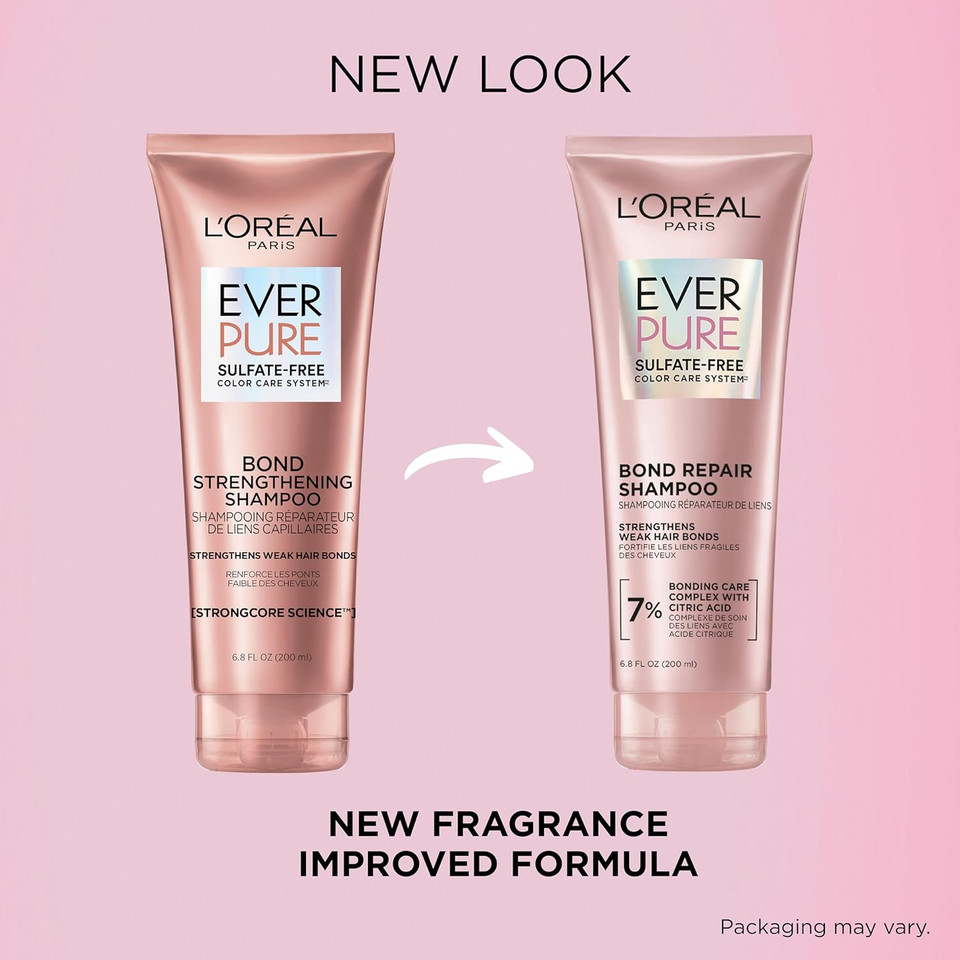 L'Oreal Paris Bonding Shampoo For Color Treated Hair, Strengthens And Repairs Weak Hair Bonds, Sulfate Free & Vegan Hair Care, Everpure, 6.8 Fl Oz