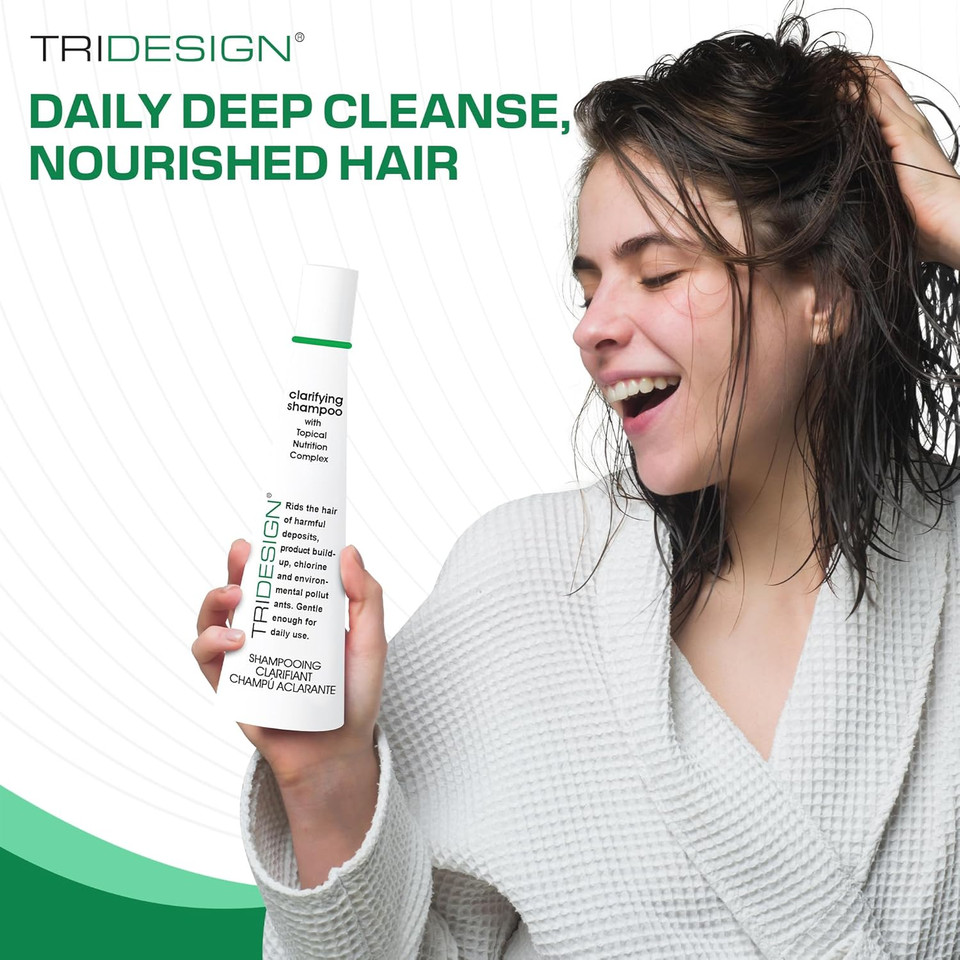 Tri Design Hair Care Clarifying Shampoo - Liquid Shampoo For Hair Deep Cleansing - Build Up & Impurities - Perfect Hair Care Products & Everyday Shampoo - 10.5 Fl. Oz