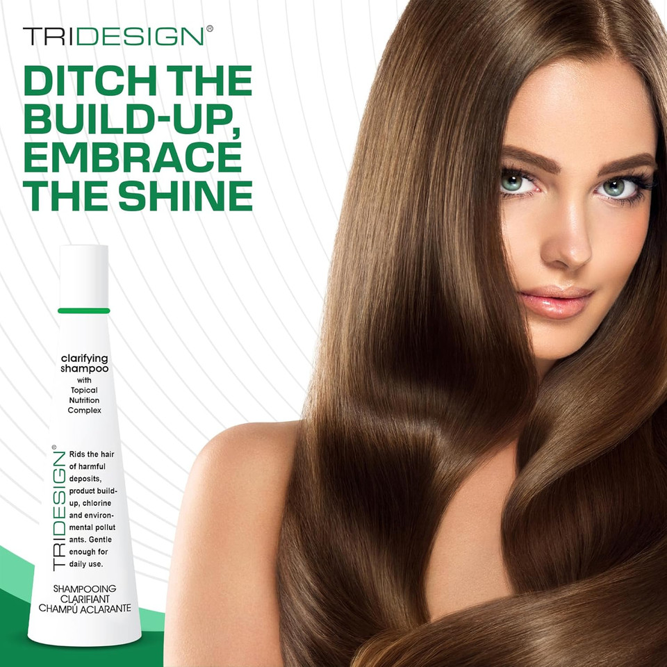 Tri Design Hair Care Clarifying Shampoo - Liquid Shampoo For Hair Deep Cleansing - Build Up & Impurities - Perfect Hair Care Products & Everyday Shampoo - 10.5 Fl. Oz
