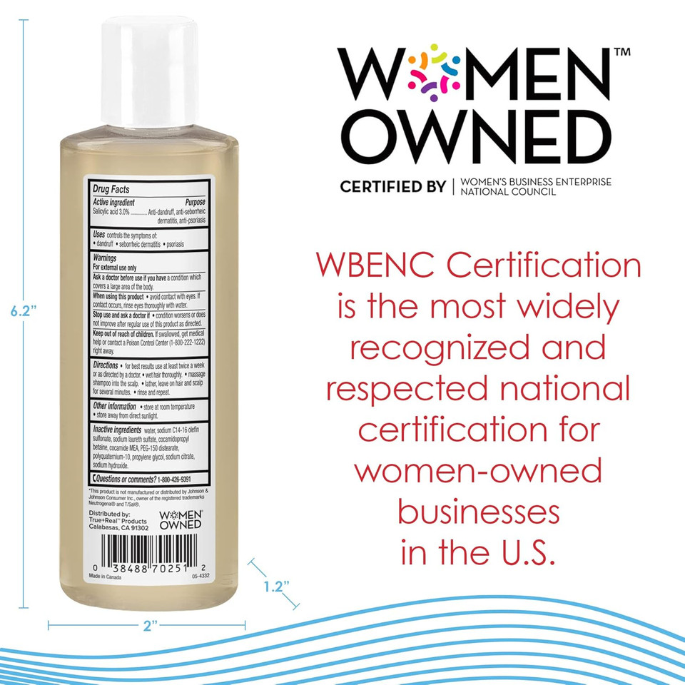 True+Real Salicylic Acid Anti-Dandruff Shampoo 3% Salicylic Acid, 4.4 Fl Oz