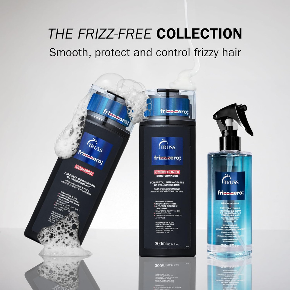 Truss Frizz Zero Shampoo - Shampoo For Frizzy Hair - Anti Frizz, Anti Humidity Formula Protects Against Moisture While Providing Volume And Shine And Free Of Split Ends