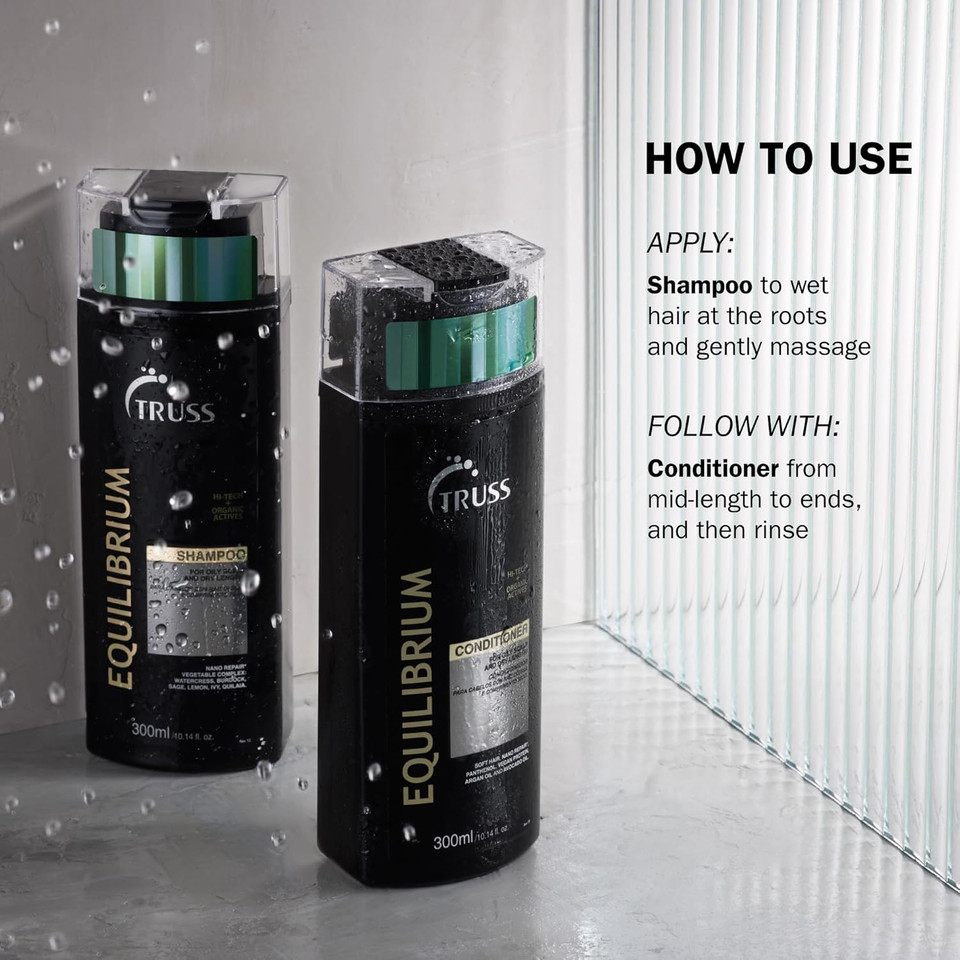 Truss Equilibrium Scalp Shampoo - Confident Split End Repair In A Hydrating Shampoo For Color Treated Hair - Cleansing Scalp Care For Oily Strands + Dry Ends - (300 Ml)