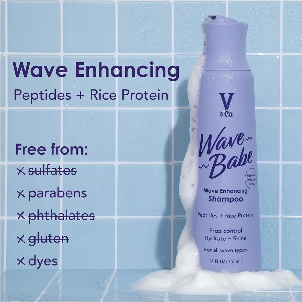 V&Co. Beauty Wavy Hair Nourishing Shampoo With Peptide Technology, 12 Oz