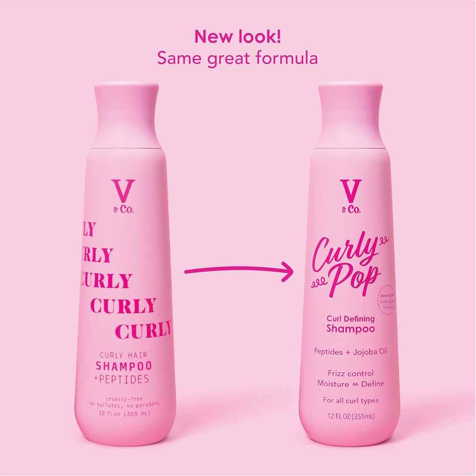 V&Co. Beauty Curly Hair Shampoo With Peptide Technology, 12 Oz, Curl Enhancing