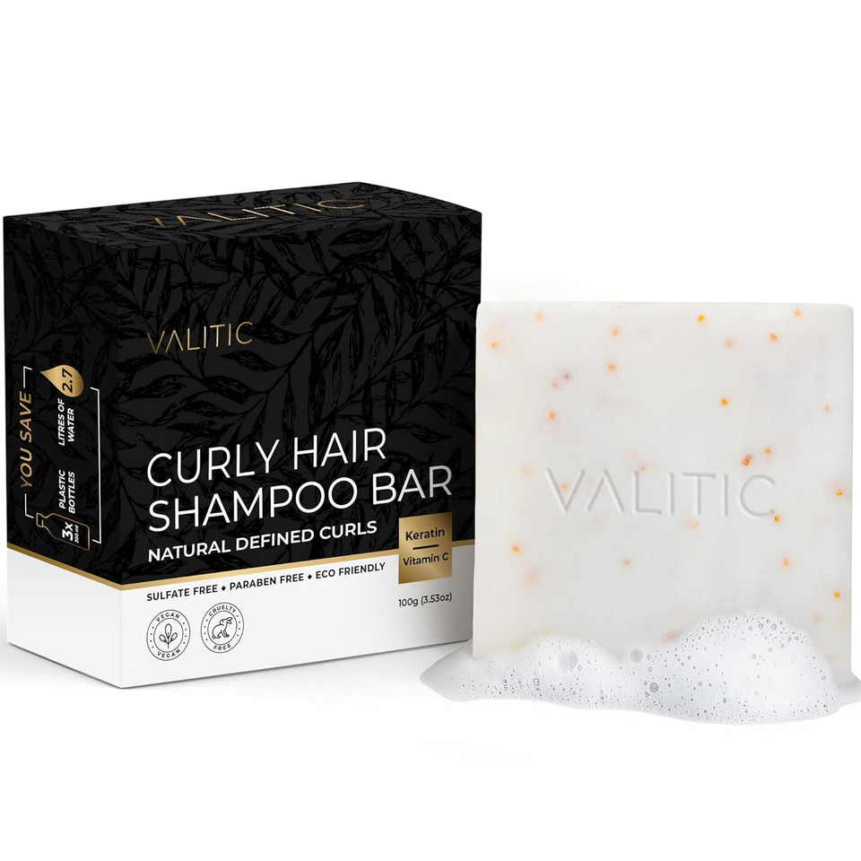 Valitic Curl Defining Shampoo Bar For Frizzy, Curly Hair - Vegan, Eco-Friendly With Vitamin C & Keratin