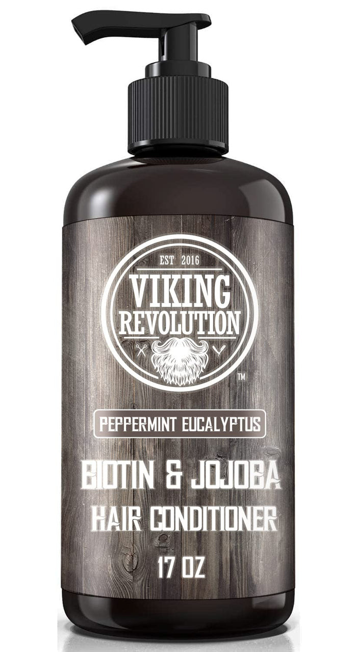 Viking Revolution Biotin Mens Shampoo And Conditioner Set - Eucalyptus Shampoo And Conditioner Set With Jojoba Oil And Mint Oil - Peppermint Oil Hair Conditioner For Men (17 Oz)