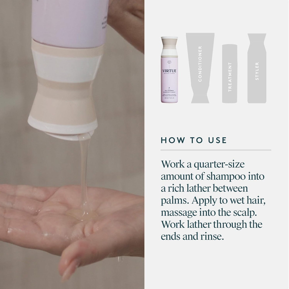 Virtue Full Sulfate Free Volumizing Shampoo Thickens Hair, Safe For All Hair Types, Color Safe