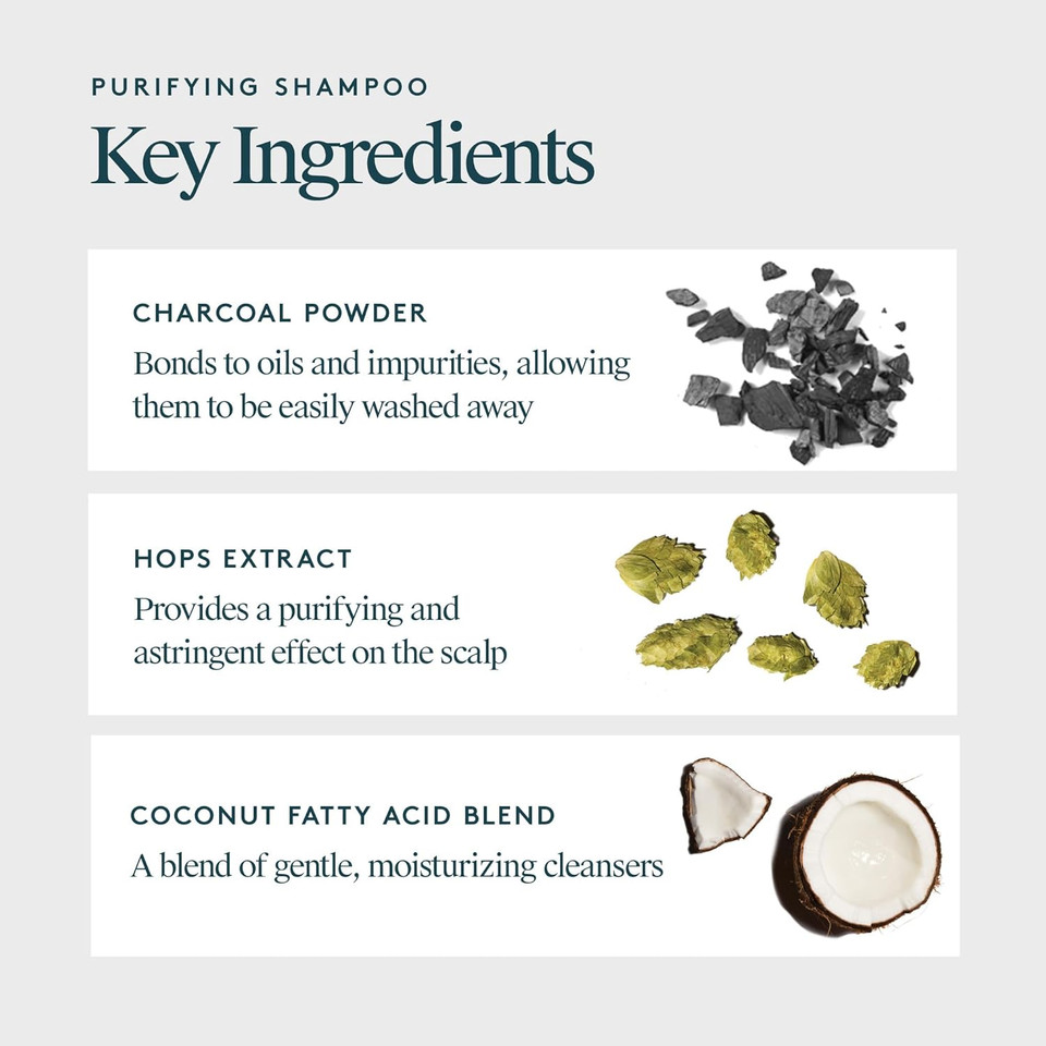 Virtue Clarifying Detox Sulfate Free Shampoo With Charcoal Powder To Remove Excess Oil And Product Build Up, Color Safe, 4 Fl Oz