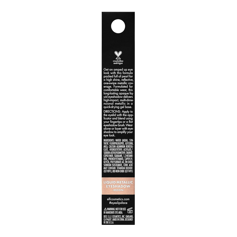 E.L.F. Liquid Metallic Eyeshadow, Quick-Drying, Long-Lasting, Gel-Based Formula For One-Swipe Pigmented Coverage, Vegan & Cruelty-Free, Aurora